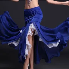 Женская юбка для танца живота, этнический край лотоса, танцевальные костюмы, макси юбка, платье русалки, фиолетовое, королевское, синее, красное, белое