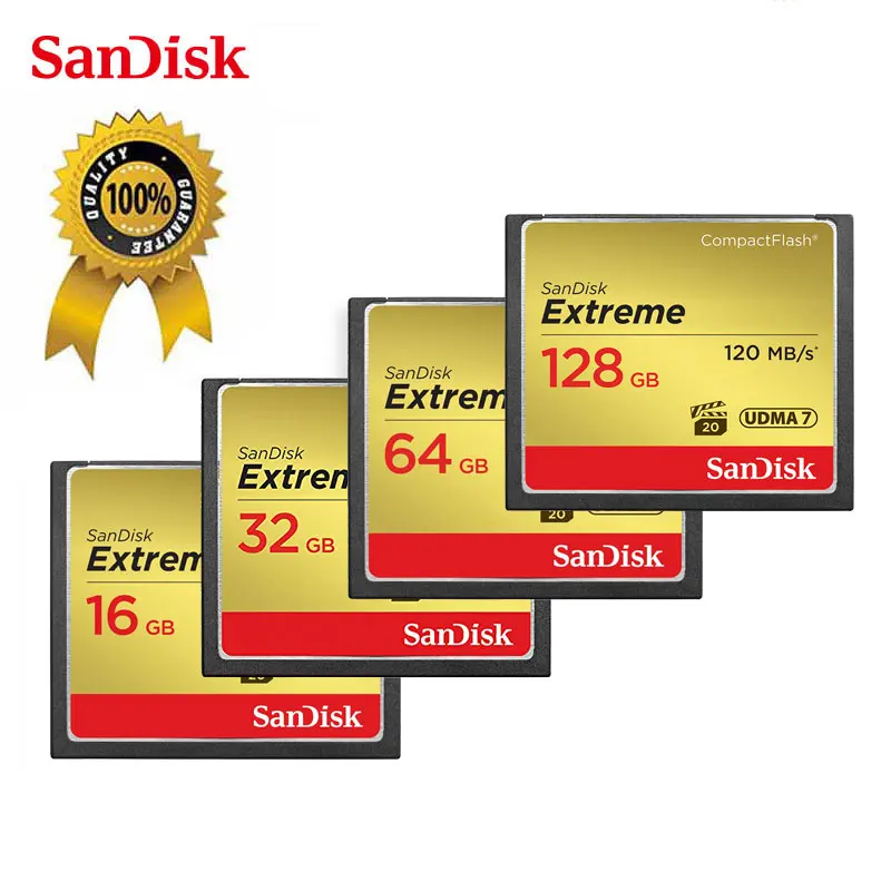 Карта памяти Sandisk Extreme CompactFlash 32 Гб 64 128 ГБ CF карта VPG 20 120 МБ/с./с 4K и Full HD видео для Canon