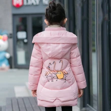 3 9T kids girl winter jacket thicken warm hooded children outerwear coat cotton padded girl down