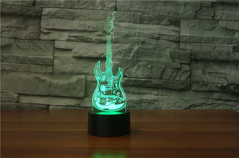 3D свет электрогитара эффект модель Иллюзия 3d лампа светодиодный 7 цветов USB сенсорный датчик настольная лампа ночник музыка подарки влюбленным