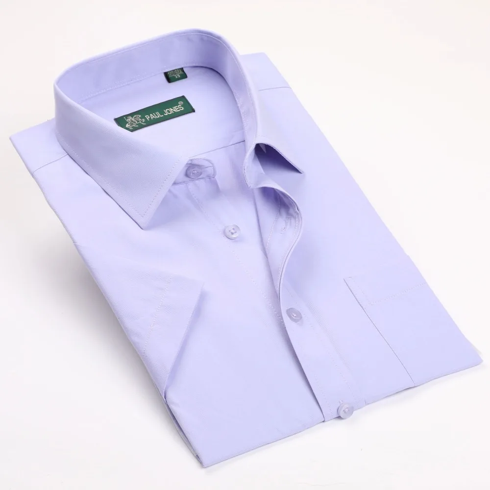 Men's Short Sleeve Solid Dress Shirt Slim-fit Non-Iron Work Shirts Formal Business Social Shirts Easy Care And Care 5