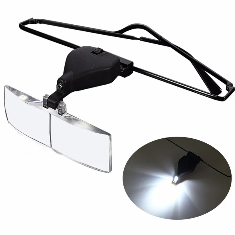 Best Quality Supporting Spectacles Glasses LED Lamp Magnifier Magnifying Loupe Watch Repair Tool 1 5x 2