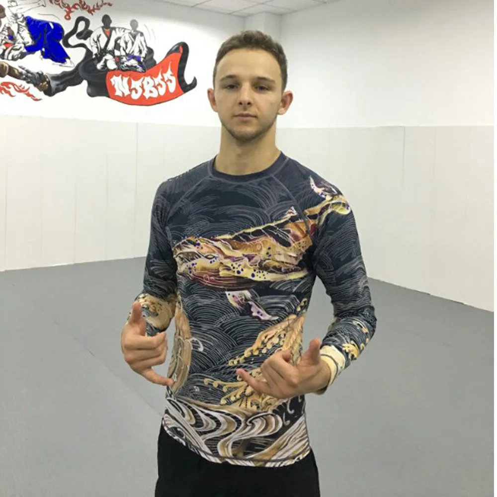 Mma boxing rashgauard men boxing jersey listing wear long sleeved