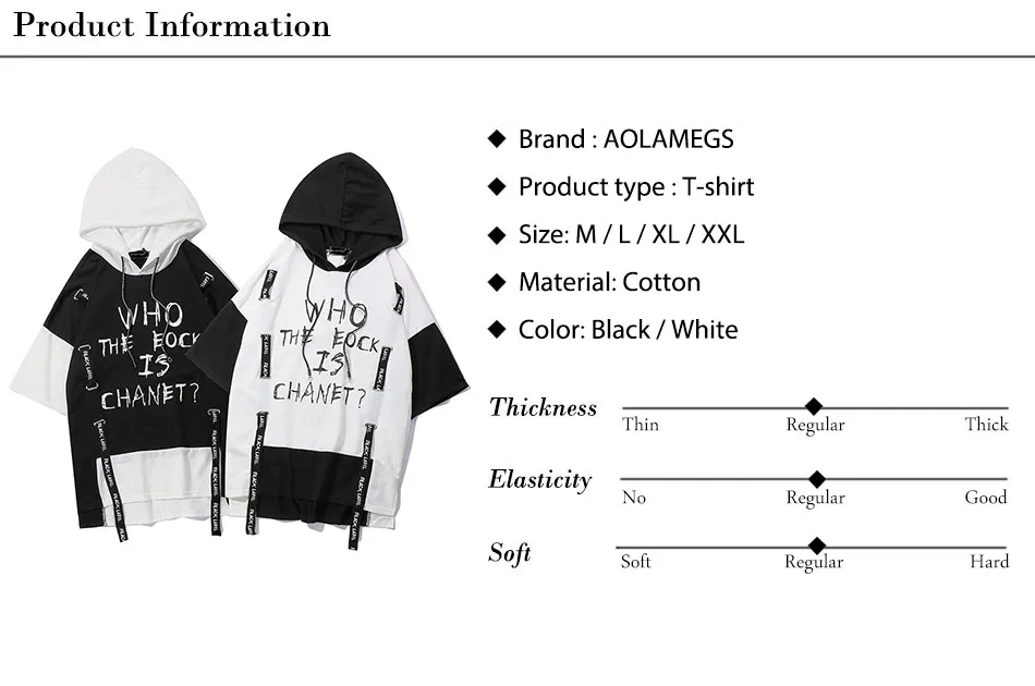 Aolamegs T Shirt Men Block Ribbon Hooded Men's Tee Shirts Short Sleeve T Shirt Fashion High Street Tees Hip Hop Streetwear (21)
