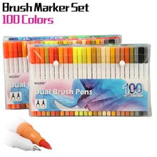 100 цветов, набор акварельных кистей, двойные кончики кистей, ручки для рисования, рисования, эскизов, маркеров, акварельных кистей, манга, цветные маркеры для художников