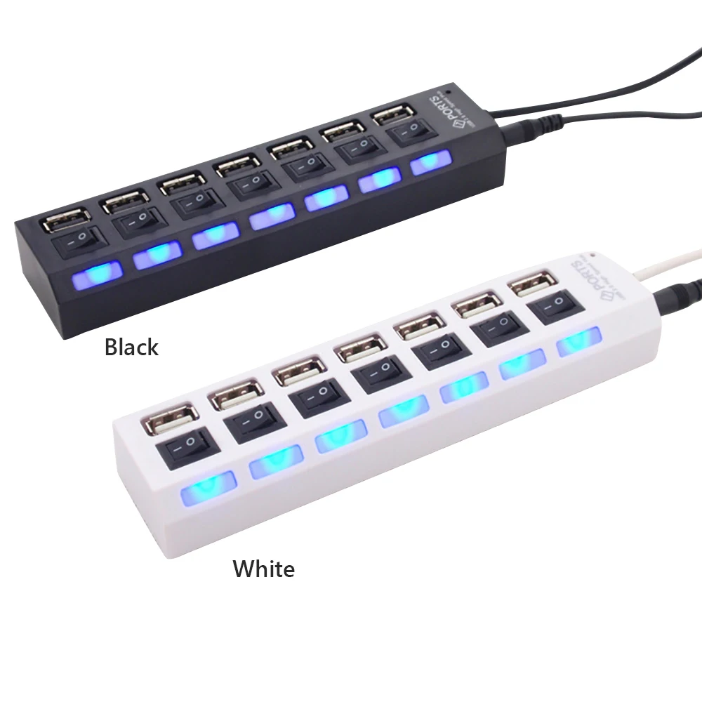 USB 2 0 концентратор usb хаб 7 портов переключатель индикатор высокоскоростной