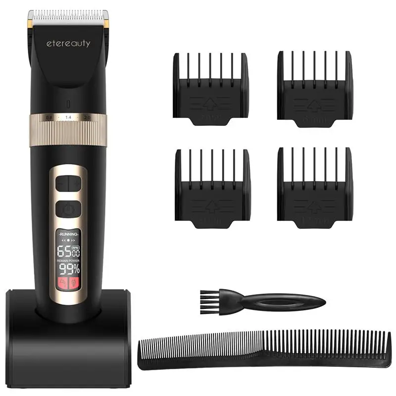

Smart LCD Rechargeable Mute Hair Clipper Trimmer Grooming Set with Comb Scissors for Adults and Kids