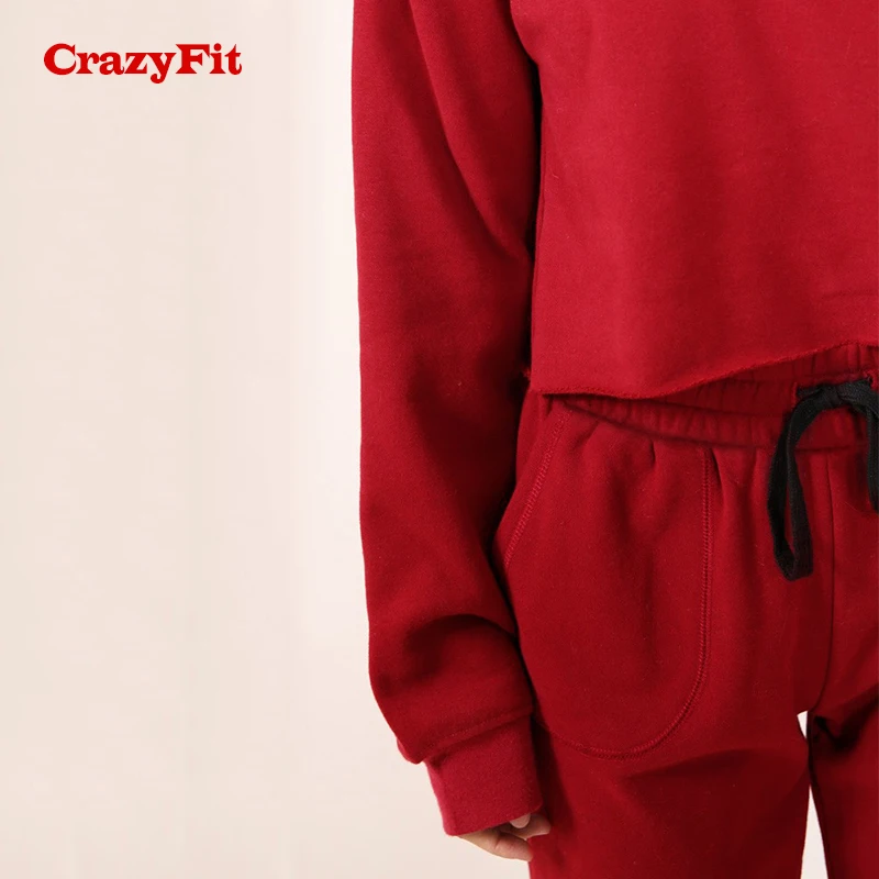 Женский спортивный костюм CrazyFit серый и красный комплект из 2 предметов с длинным