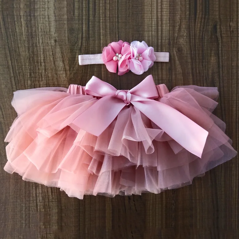 

Baby Girls Tulle Bloomers Infant Newborn Tutu Diapers Cover 2pcs Short Skirts+Headband Set tutu skirt girls skirts rainbow skirt
