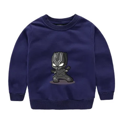 Navy blue От 2 до 12 лет, Черная пантера, Детский свитер, Детская осенняя Милая одежда, топы для мальчиков и девочек, толстовка, 027 - Цвет: Navy blue