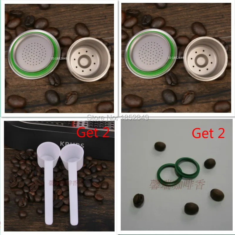  Free shipping 2PCS Nespresso Machine Compatible Stainless Steel Metal Capsule Refillable Reusable 