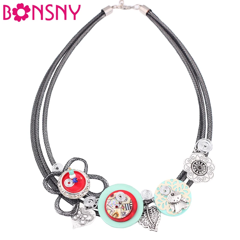 

Bonsny Crystal Flower Collar Necklace Chain luxury Shell Choker Necklace Handmade Fashion Jewelry For Women 2016 News Brand