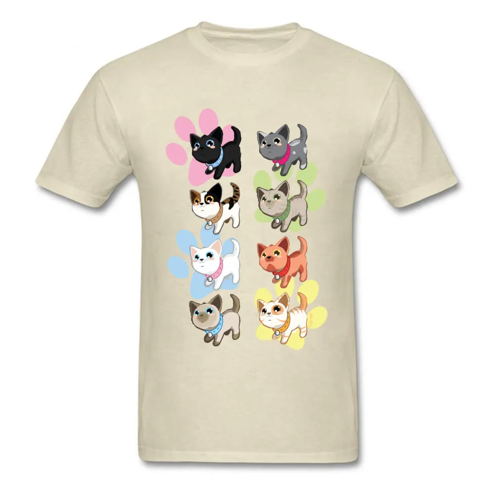 Mens Funky Hip hop Tops & Tees Round Neck Mother Day 100% Cotton T-shirts Fitness Tight Short Sleeve Pussy Cats Tee Shirt Pussy Cats beige