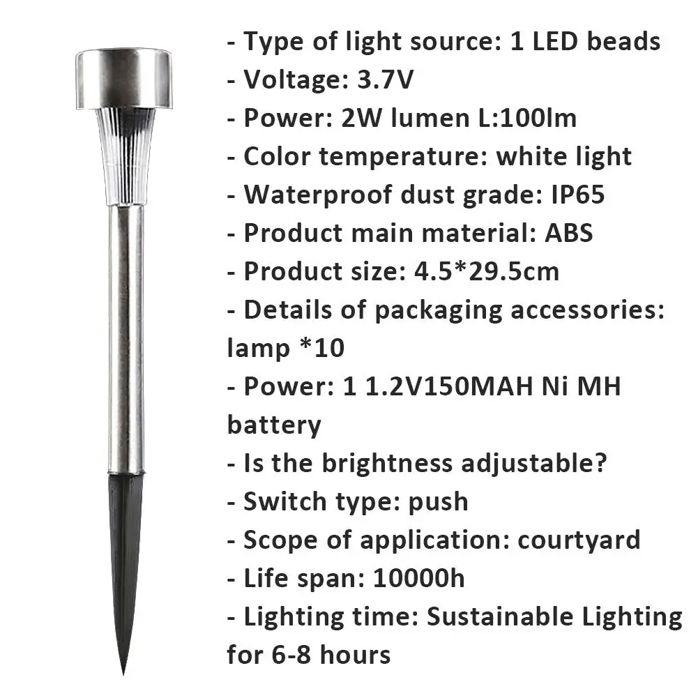 Najtaniej 10 partia LED ze stali nierdzewnej Solar 3.7 V trawnik odkryty Solar IP65 wodoodporna pokrywa lampa pejzaż z ogrodem lampa trawnikowa