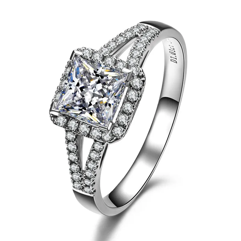 ZOCAI БРЕНД Halo Сплит SHANK1.30 КТ CERTIFIED F-G/VS бриллиантовое обручальное кольцо принцесса 18 К белого золота W03185