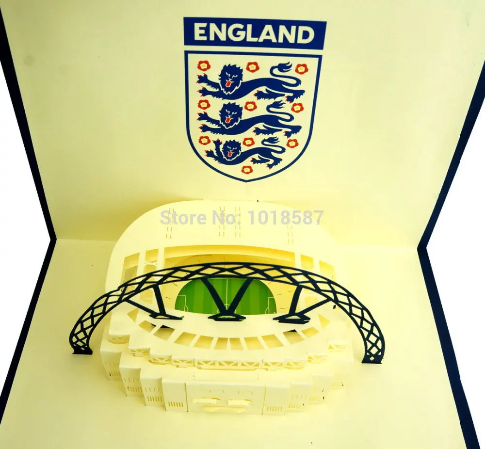 3D Kertas Kartu Kertas Untuk Inggris Stadion Pop Up Sepak Bola Piala