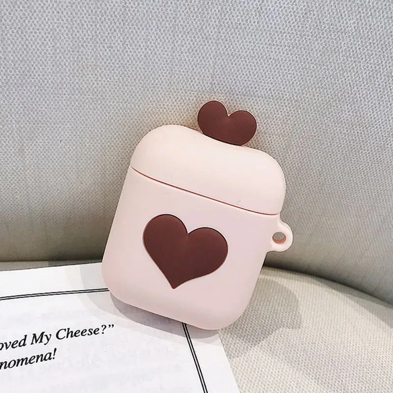 Силиконовый чехол с милым мультяшным сердцем для Apple Airpods защитный Bluetooth