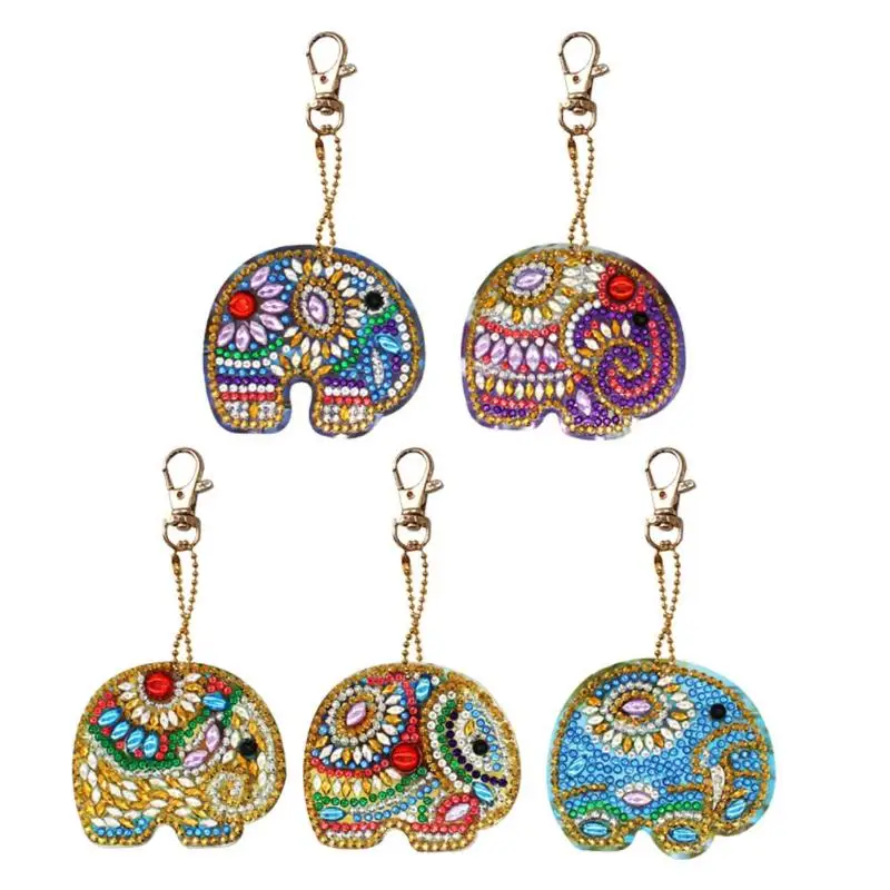 

5pcs DIY Elephant Full Drill Special Shape Diamond Painting Keychain Bag Pendant