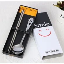 DHL, 100 наборы свадебные подарки Улыбка из нержавеющей стали для ложки и палочек набор