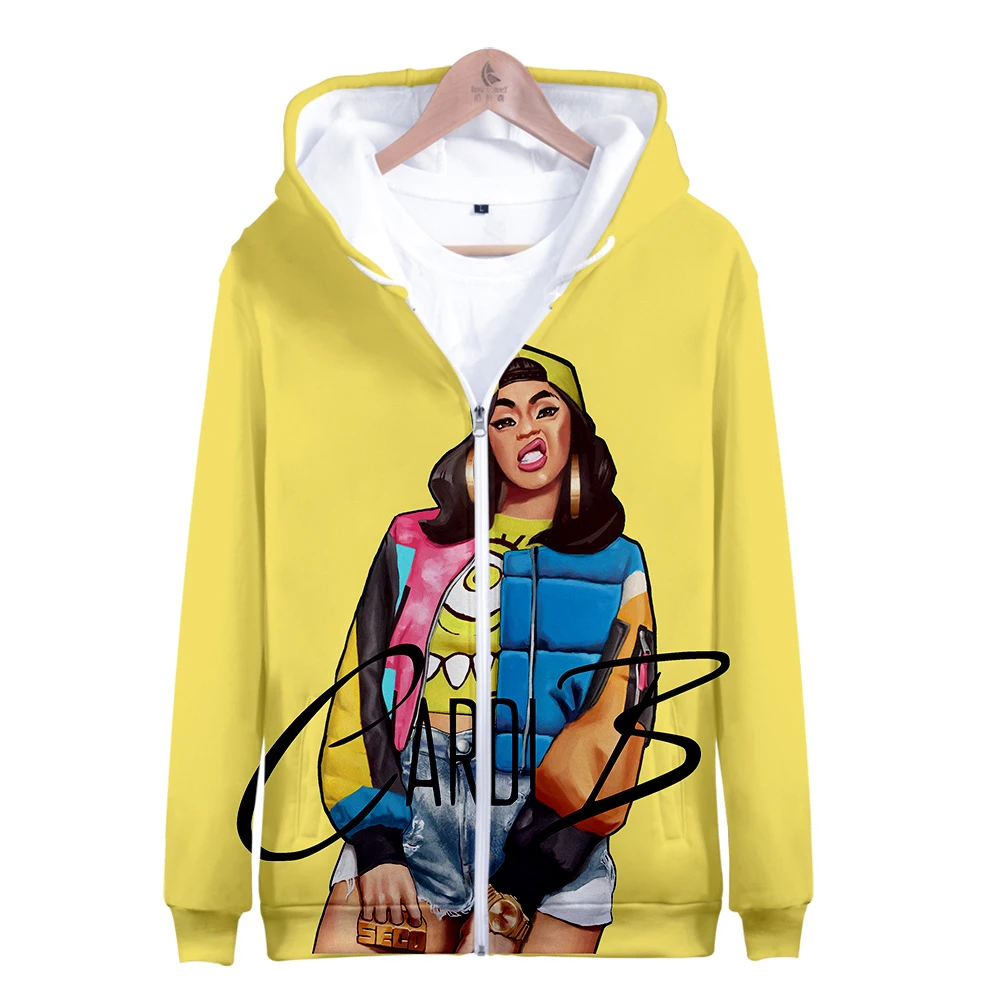 

2019 HIP HOP FASHION 3D CARDI B Long Sleeve Zipper Hoodies Casual Sweatshirt Women and men Casual Clothes Free Shipping