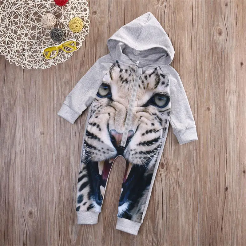 

Toddler Infant Newborn Baby Kids Boy Girl Unisex Zip Romper Jumpsuit Clothes Hooded Clothes Outfits