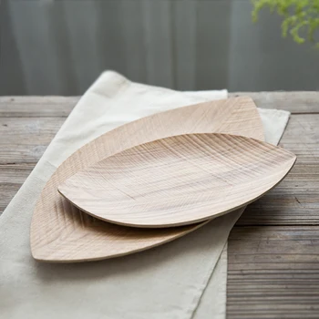 

Leaf Shape Natural Northeast China Ash Plates Wood Plate Dish Fruit Tray Multi-function Dishes Bandeja Eco-Friendly 2 Sizes