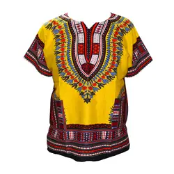Boho желтого золота Дашики Для мужчин хиппи панк традиционные Дашики Ткань топ, футболка для африканских одежда Костюмы