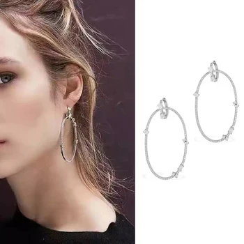 

New Arrival Hoop Earrings For Women White Zircon Rhinestones Unique Design Brand Earrings Fashion Wedding Jewelry AE165