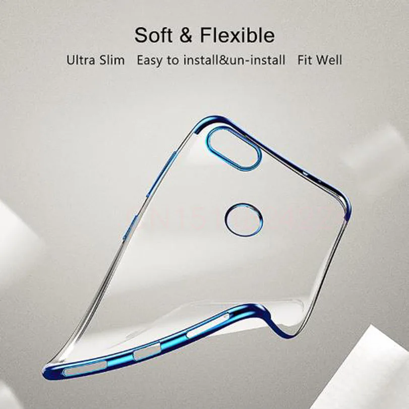 Soft Silicone For huawei p smart Case Slim plating transparent Protective Back cases For Huawei (14)
