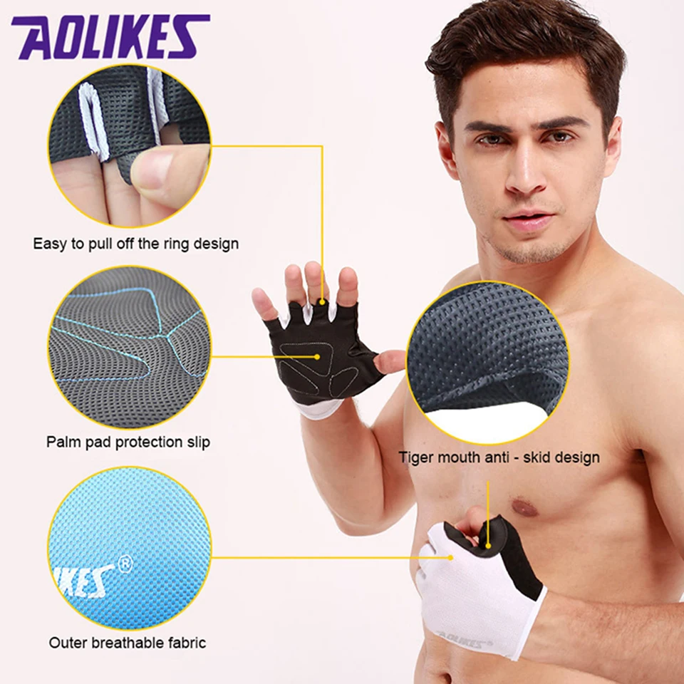 AOLIKES 1 Pair Women/Men Gym Gloves Body Building Training Sport Fitness Gloves Exercise Weight Lifting Gloves Men Gloves Women