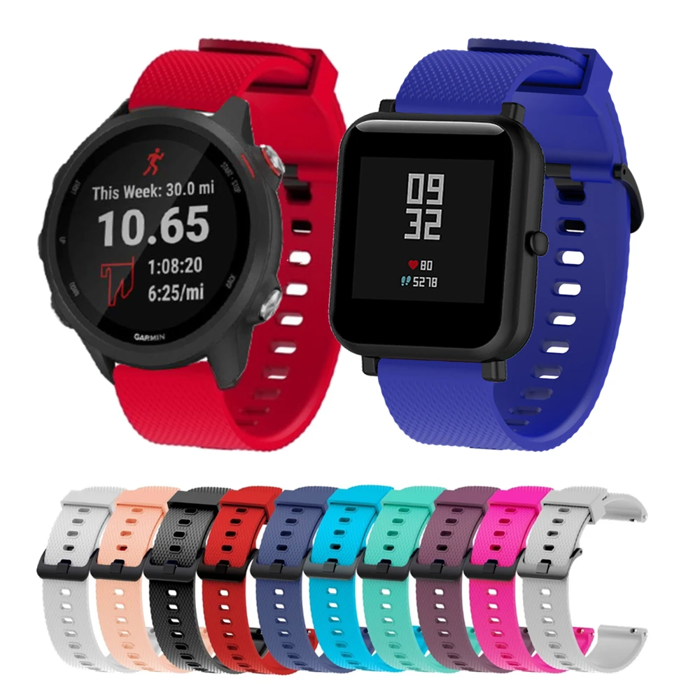 

20mm Watch Strap For Garmin Forerunner 245M / 645 Silicone Watchband For Xiaomi Huami Amazfit Bip Bit Bracelet For Forerunner245