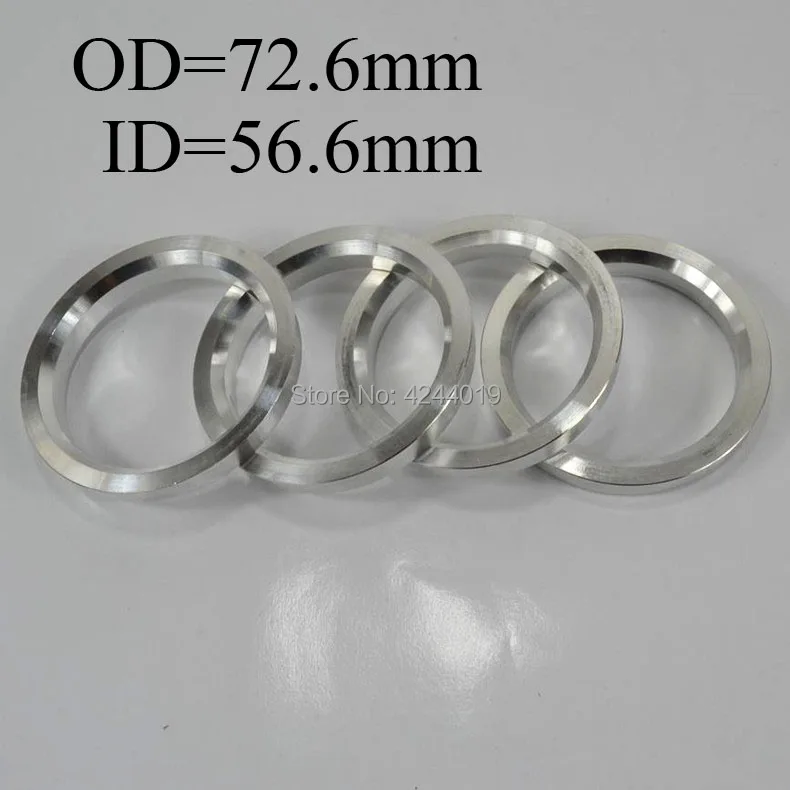 

4Pcs Wheel Hub Centric Rings Center Bore Adapters Spigot Spacer Gasket Set 56.6mm ID to 72.6mm OD Aluminium Silver