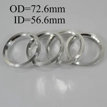 

4Pcs Wheel Hub Centric Rings Center Bore Adapters Spigot Spacer Gasket Set 56.6mm ID to 72.6mm OD Aluminium Silver