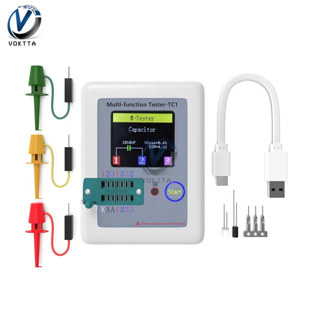 

LCR-TC1 Transistor Tester 3.5 inch 160*128 Colorful Display Multifunctional TFT Backlight Transistor for Diode Triode Capacitor