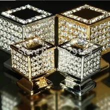 Мода люкс Стекло алмаз мебель декорации ручки k9 кристалл Винный Шкаф Ручка ящика Золотой Серебряный комод квадратный выдвижной