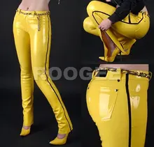 rubbe latex pants with zip side