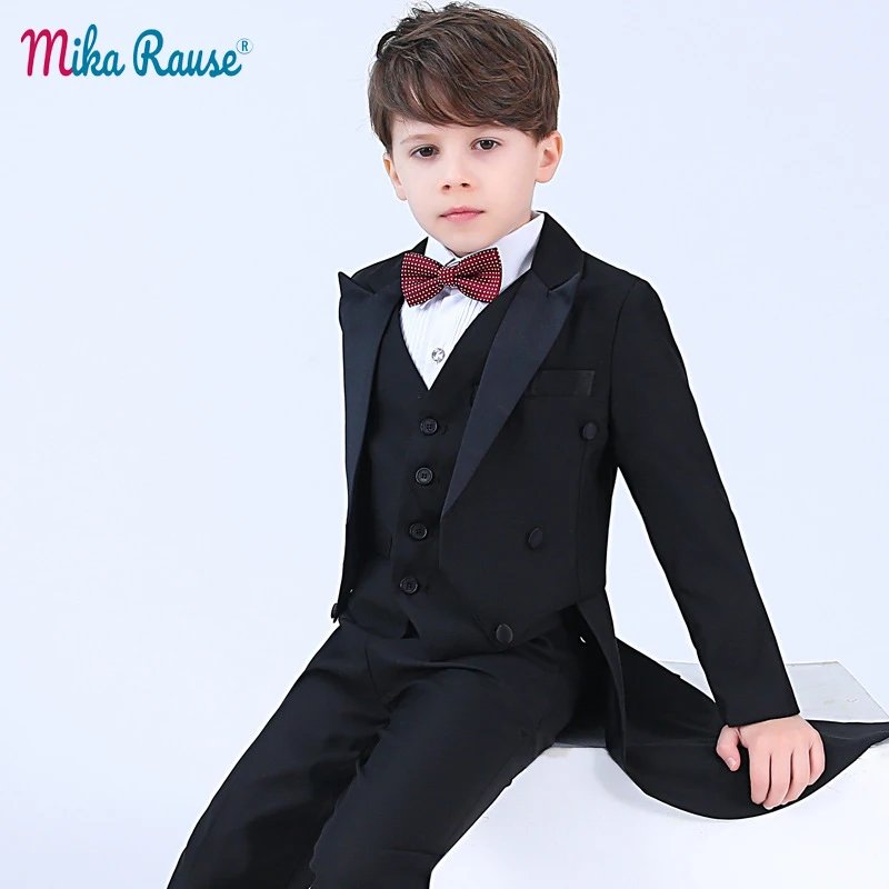 Новое Детское платье, костюм-смокинг для мальчиков черный пиджак хост фортепиано костюм для детей для игры на пианино для мальчиков Одежда для свадьбы для мальчика школьная со смокингом