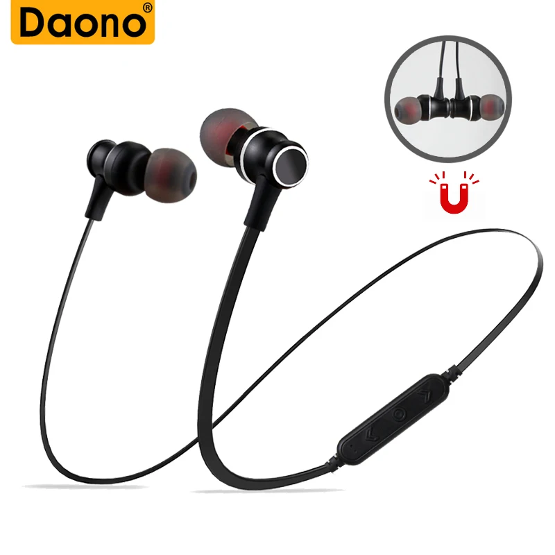 Беспроводные Bluetooth наушники DAONO Спортивная стереогарнитура для бега магнитные