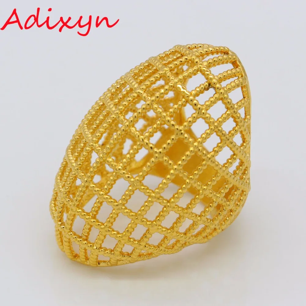 

Adixyn Ethiopian Hollow Ring for Women/Teenage Girls Gold Color Charm Party Jewelry African Arab Items N0257A