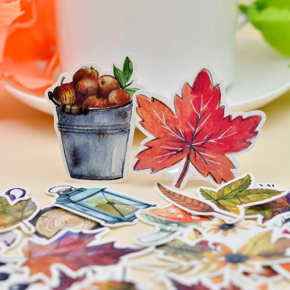 

49pcs Watercolor beauty Autumn leaf Sticker /leaves decoration Notebook Planner dairy /DIY very thin Paper Sticker