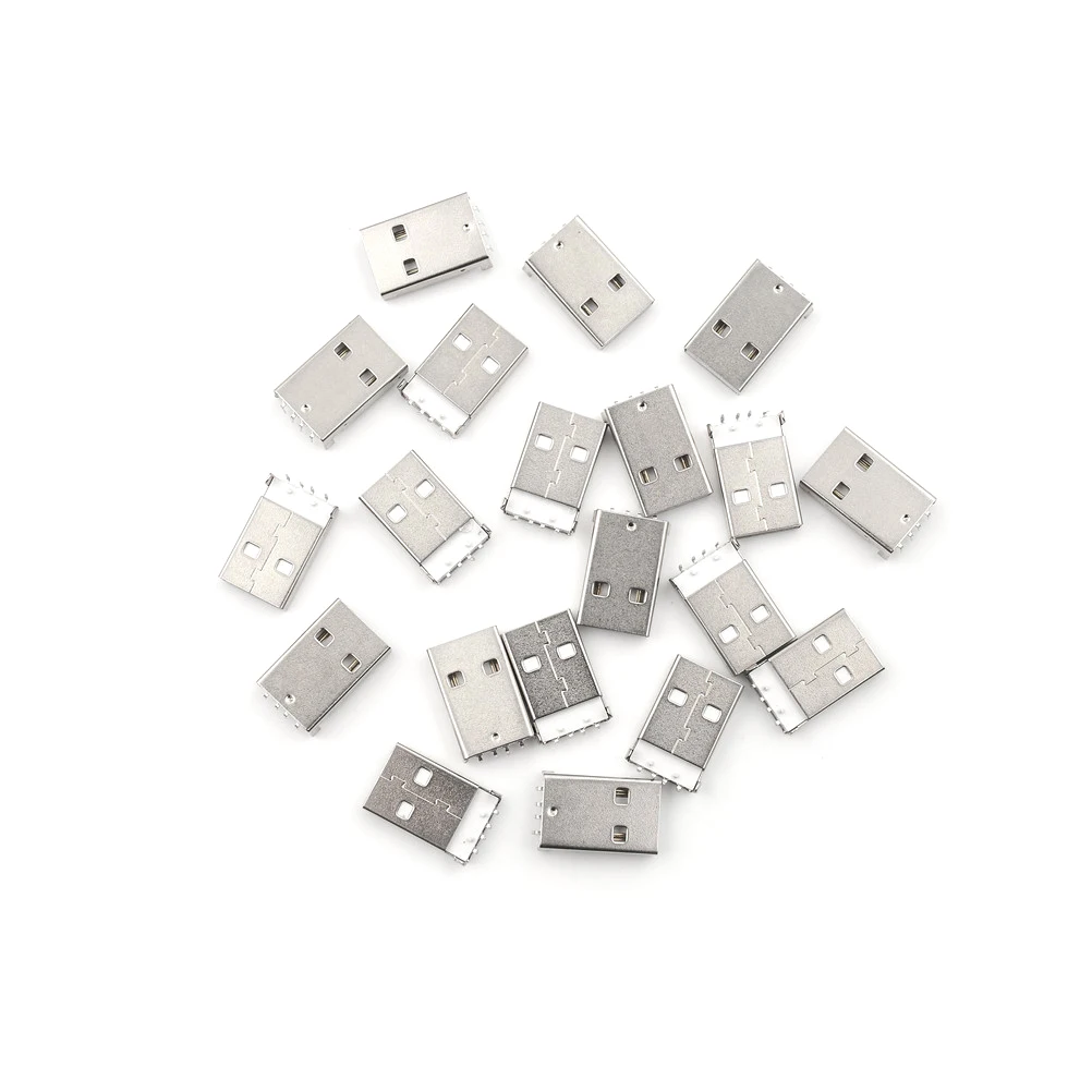 

High Quality 20pcs/lot USB 2.0 Male A Type USB PCB Connector Plug Right Angle 90 Degree DIP Male USB Connectors