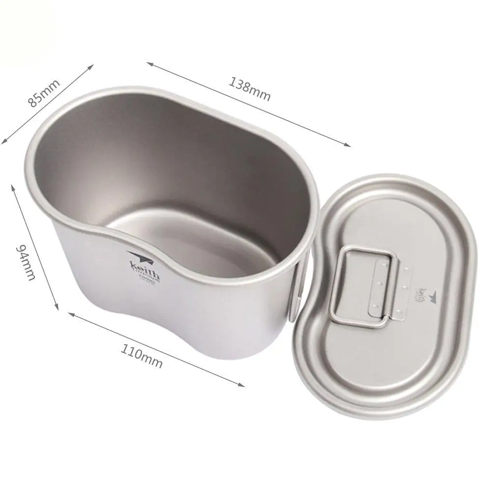 Keith 700 ml de titanio militar de la caja de almuerzo de cantina taza con tapa