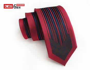 

2400 Strands Young Men Fashion Skinny Slim Tie Red with Navy Blue Stripes Floral Necktie to Match Suits Uniform