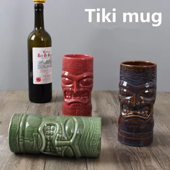 

Tiki Mugs 500ml Ceramic Beer Cup Cocktail Cups Beverage Mug Wine Mug Creative Kiti Cup Bar Tool Mask Cups Relief Design