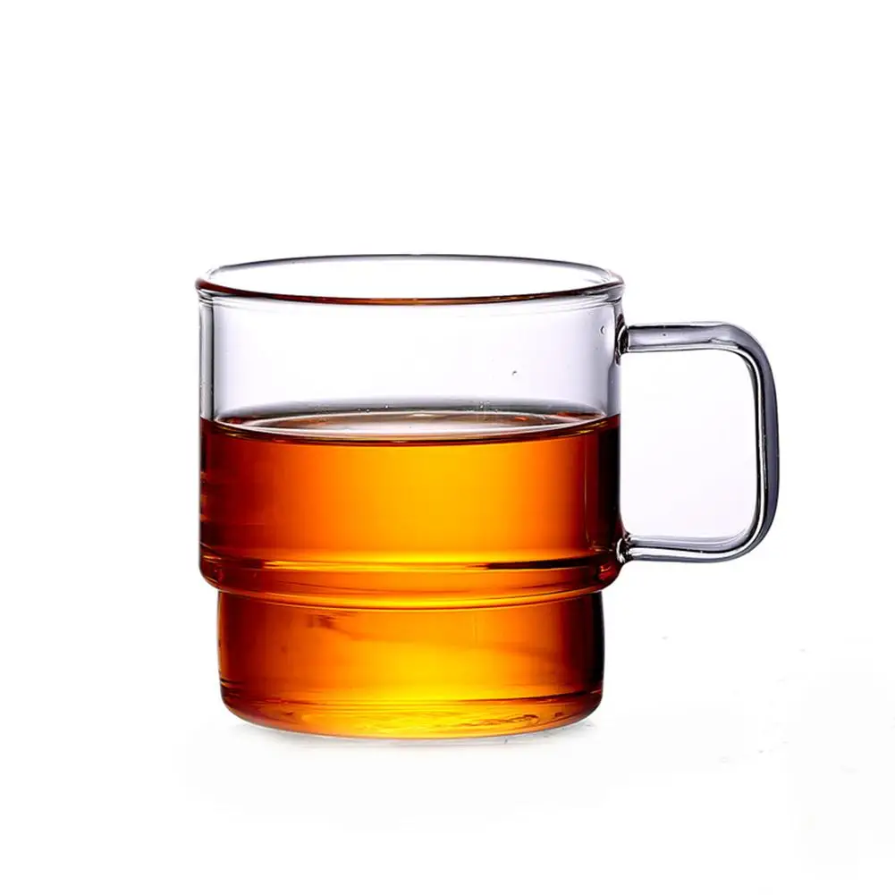 

1 Pcs Heat-resistant Double Wall Glass Cup Beer Coffee Cup Stackable Thickened Heat Resistant Glass Mug With Small Handle