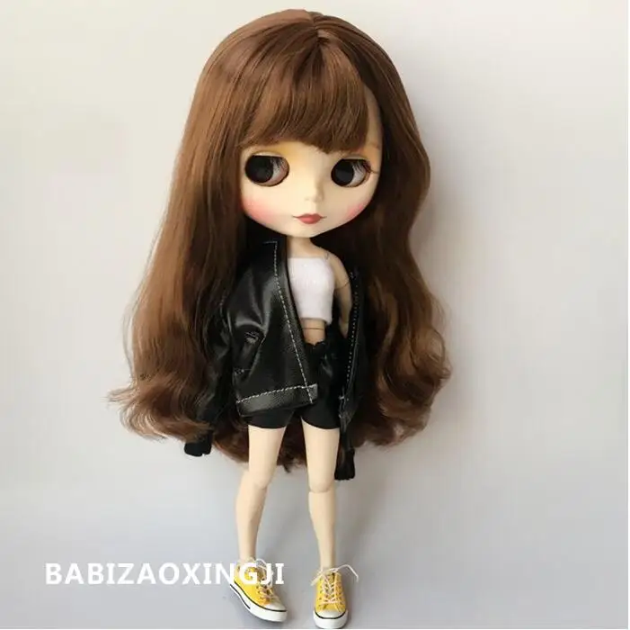 

B121 Blyth Doll clothes 30cm 1/6 dolls Azone Accessories Leather jacket with pants 3pcs/set