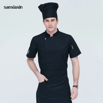 

sanxiaxin sleeves Chef Jackets 7 colors high quality restaurant catering Breathable Food Service chef uniforms chef clothesM-4XL