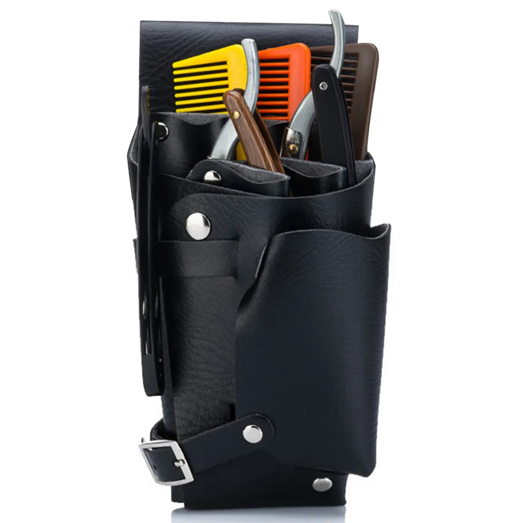 

Household PU Leather Rivet Hair Scissor Bag Clips Waist Pack Removable Belt Hairdressing Barber Scissor Holster Tool Storage