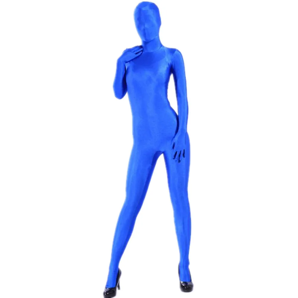 Scf020 Blue Lycra Spandex Shiny Tights Unisex Original Fetish Zentai