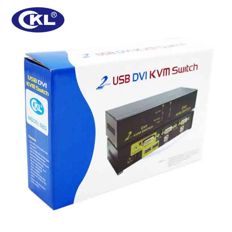 CKL 2 порта USB черный металлический DVI KVM переключатель в 1 выключатель для